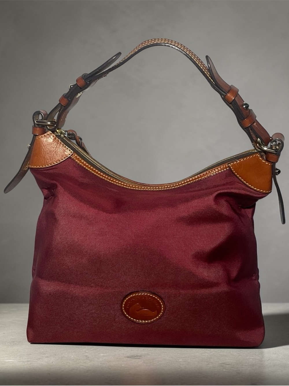 Dooney & Bourke Burgundy Large Nylon Erica Hobo Bag